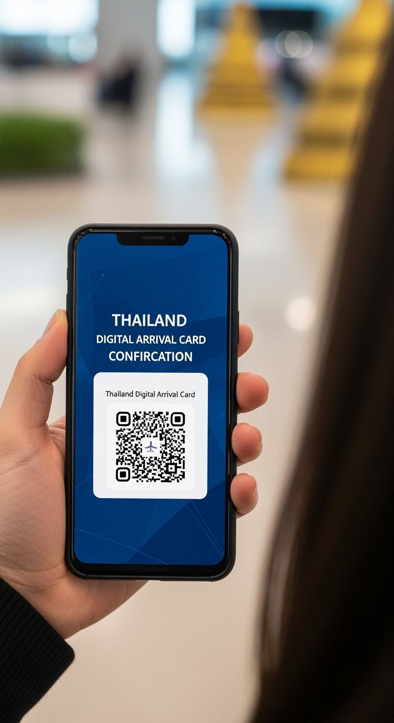 Thailand Digital Arrival Card Confirmation with QR Code